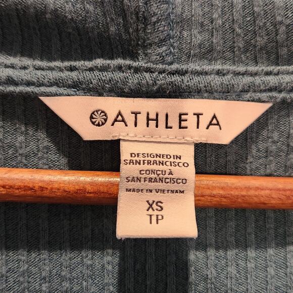 Athleta Teal Harmony Pose Wrap Open Hooded Cardigan Size XS Oversized Pockets - Picture 3 of 11